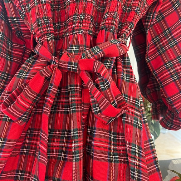 JODIFL SIZE M RED PLAID LONG SLEEVE DRESS! - Picture 6 of 7